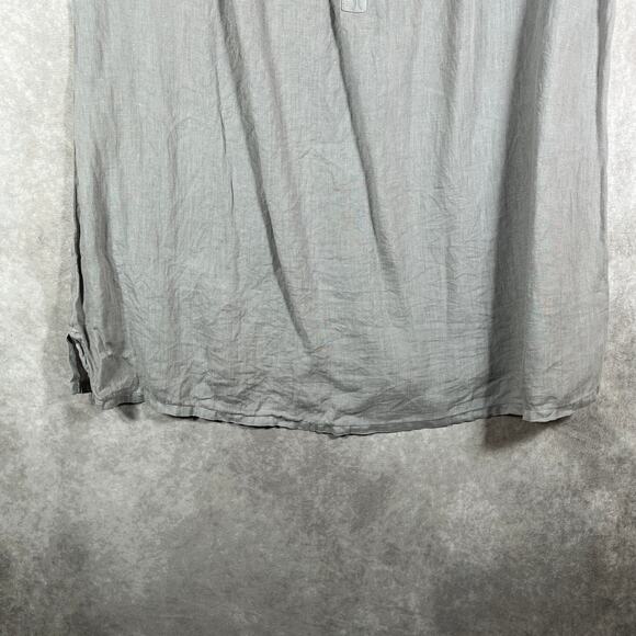 Match Point Blouse Womens Medium Gray Linen Lightweight Vacation Beach Lagenlook - Picture 4 of 9